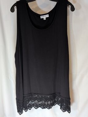 Meri Skye Black Lace-Hem Tank